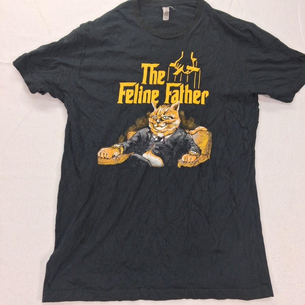 Next Level T-Shirt Mens L The Feline Father Black Catsbury Park Graphic EUC